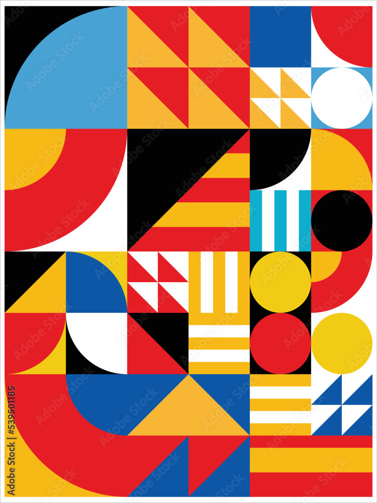 Poster abstract background design with geometric patterns made vertically regular. full color abstract back