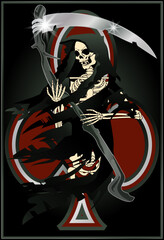 Vintage poker clubs card Grim Reaper , vector illustration	