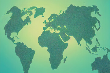 a world network illustration in green colors, glowing