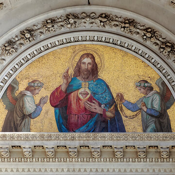 Sacred Heart of Jesus. Divine Mercy. Nine First Fridays Devotion. Basilica of the Sacred Heart in Rome