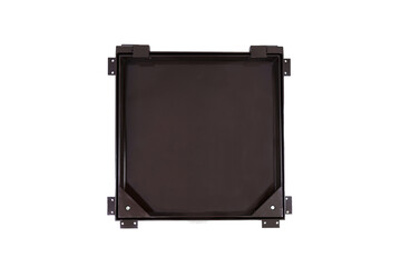 Metal hidden revision hatch for paving stones on a white background