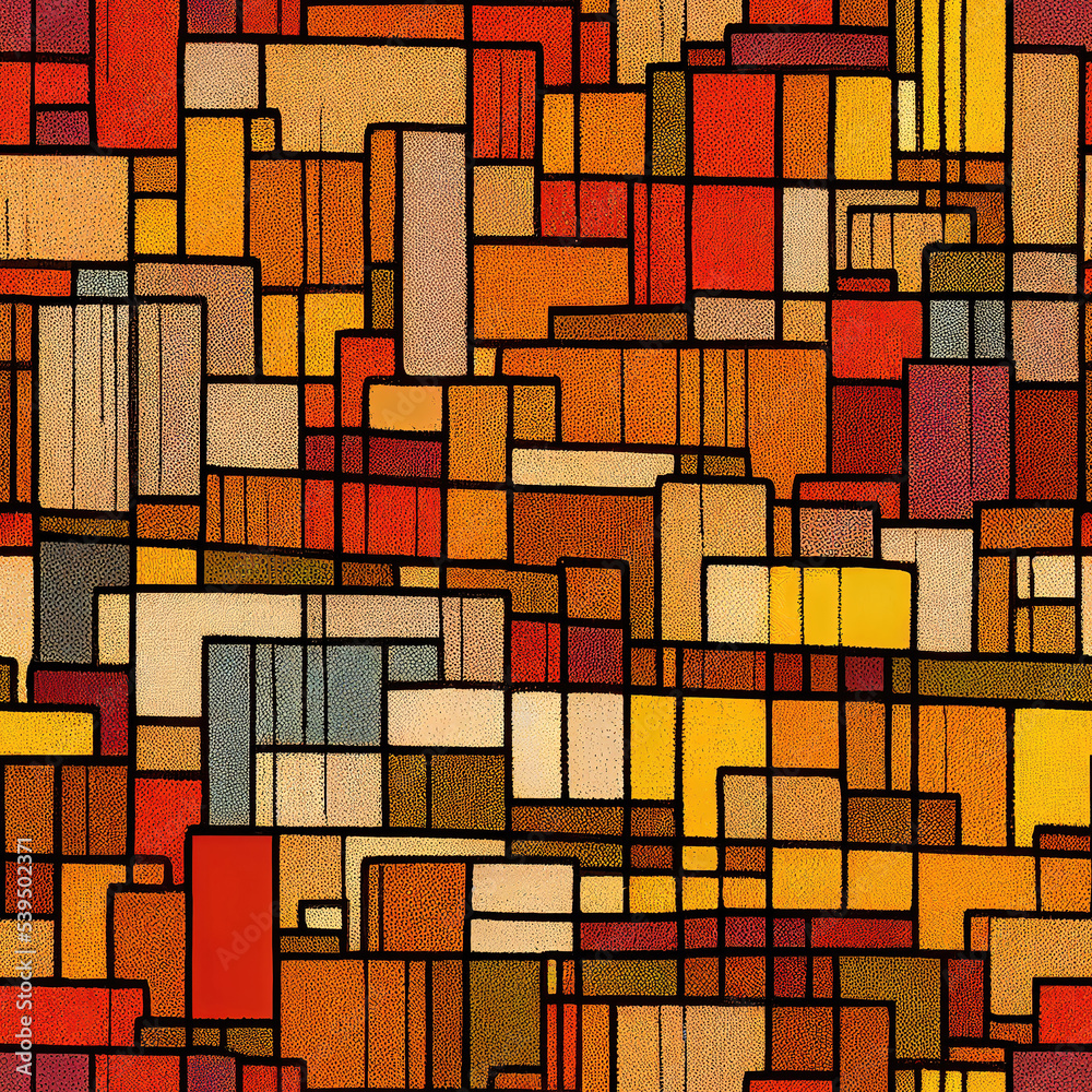 Wall mural abstract window pattern illustration with autumn colors