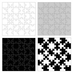 Black and white jigsaw puzzle set isolated on white