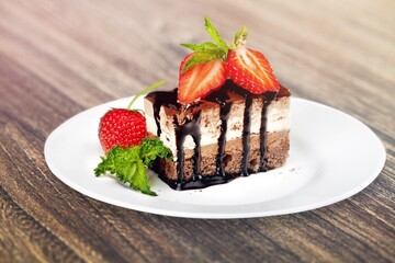 Tasty sweet homemade Cake on the desk