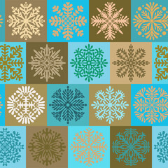 Snowflake-like Hawaiian quilt vector illustration in Christmas colors-seamless pattern