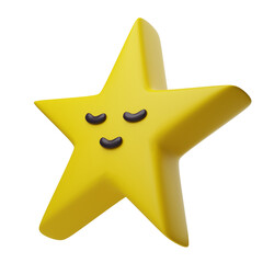 3D rendering yellow star smiley face on pink background Star rating concept, rating