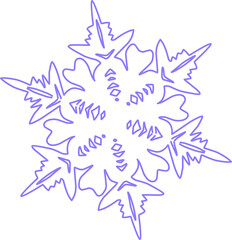 Silhouette of a simple snowflake. Blue snowflake pattern linear.Snow element