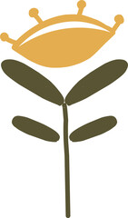 Abstract flower in folklore style. Authentic old painting.