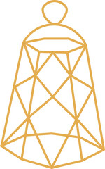 Golden metal flashlight. Hygge style. Cozy morning. Warm candle. Street linear flashligh