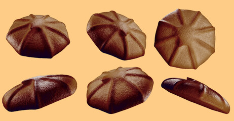 Butter cookies. Isolated background. clipping path. 3d illustration