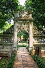 view of Van Mieu Quoc Tu Giam or The Temple of Literature was constructed in 1070, first to honor Confucius and In 1076,Quoc Tu Giam as the first university of Vietnam