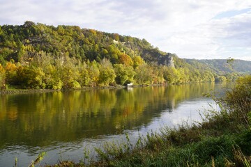 Fototapeta na wymiar The Donau river near Kelheim in autumn 2022, Bavaria - Germany.
