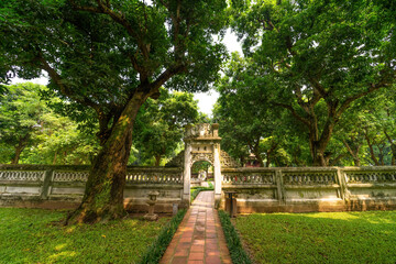 view of Van Mieu Quoc Tu Giam or The Temple of Literature was constructed in 1070, first to honor Confucius and In 1076,Quoc Tu Giam as the first university of Vietnam