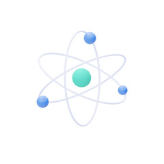Atom 3d icon. 3d rendering illustration. The concept of science
