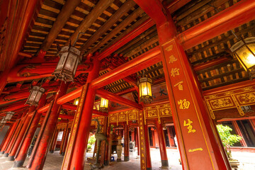 view of Van Mieu Quoc Tu Giam or The Temple of Literature was constructed in 1070, first to honor Confucius and In 1076,Quoc Tu Giam as the first university of Vietnam