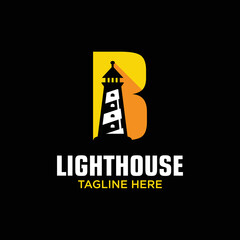 Letter B Lighthouse Logo Design Template Inspiration, Vector Illustration.