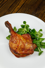 baked meat, grilled chicken on a wooden table
