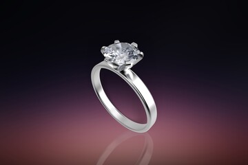 Beautiful luxury ring with diamond on a dark gradient background