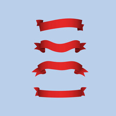 red gradient banner flag collection set.