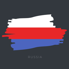 Russia flag with paint color. country flag background.