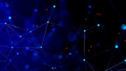 Connect background. Network structure triangles background with dots and lines. Artificial intelligence. Big data technology .3d rendering.