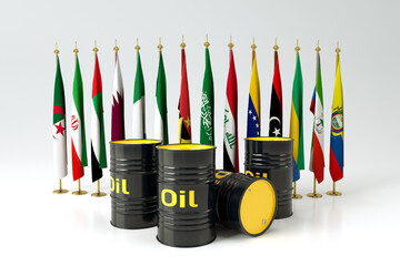 3d barrel of oil concept with OPEC, petrol