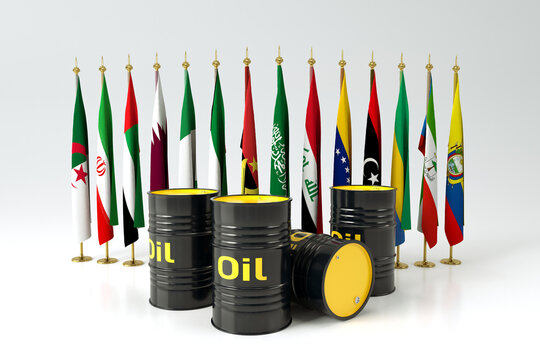 3d barrel of oil concept with OPEC, petrol