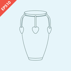 hand drawn Conga african hand drum music instrument design vector flat isolated illustration