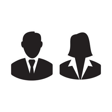 user icon of woman and man in business suit vector illustration symbol
