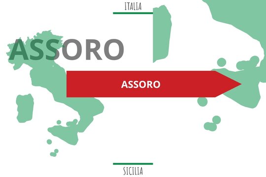 Assoro: Illustration mit dem Namen der italienischen Stadt Assoro