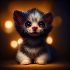 Witzige Katze Illustration, Tier Portrait, niedliche junge lustige Katze