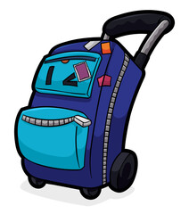 Cute Baggage Ready to Trip, Winking at You, Vector Illustration