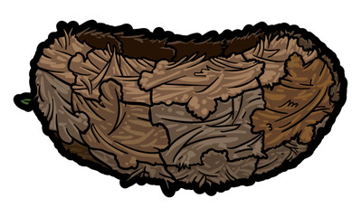 Bird Nest made with Puzzle Pieces and Sticks, Vector Illustration