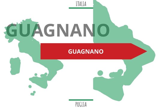 Guagnano: Illustration mit dem Namen der italienischen Stadt Guagnano