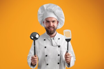 Young chef man wearing uniform ready to cooking