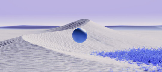 White sand dune beautiful abstract landscape panorama for object display or cosmetic product presentation 3d illustration