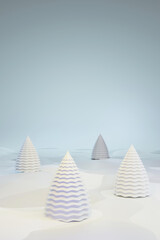 White Christmas tree background. 3D rendering