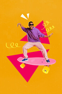 Photo sketch graphics artwork picture of handsome cool guy riding skate board isolated drawing background