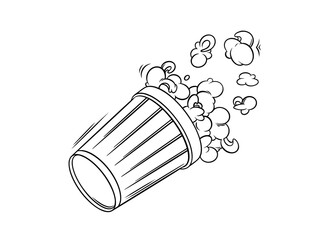 Popcorn basket sketch. Cinema pop corn in doodle style. Vector illustration isolated on white background