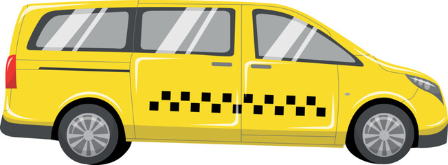 Yellow van, taxi, commercial image isolated on white background