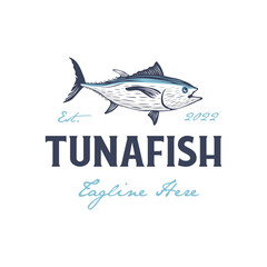 Vintage tuna fish logo, seafood logo design inspiration