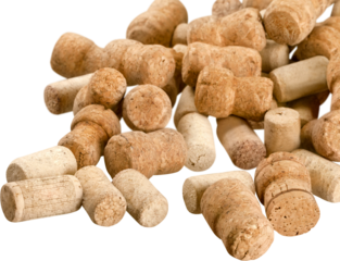 Wine corks isolated on background, close-up view