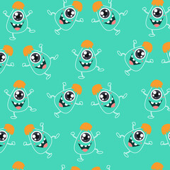 Cute monster cartoon character pattern collection suitable for textile design