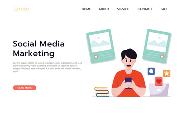 Social Media Marketing. Landing Page Web Design Concept