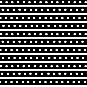 Simple monochrome polka dot pattern. Black stripes with white dts pattern. Repeated pattern