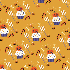 Collection of happy halloween patterns suitable for textile design and wrapping paper