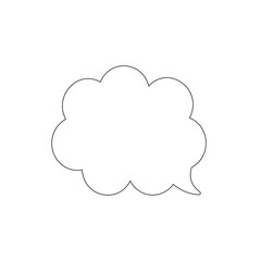 Speech bubble with black outline isolated on white background. Vector illustration