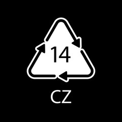 Battery recycling symbol 14 CZ . Vector illustration