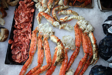 Lobster legs sold on ice at the Norwegian fish market