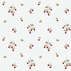 Seamless vector pattern with branches of red berries